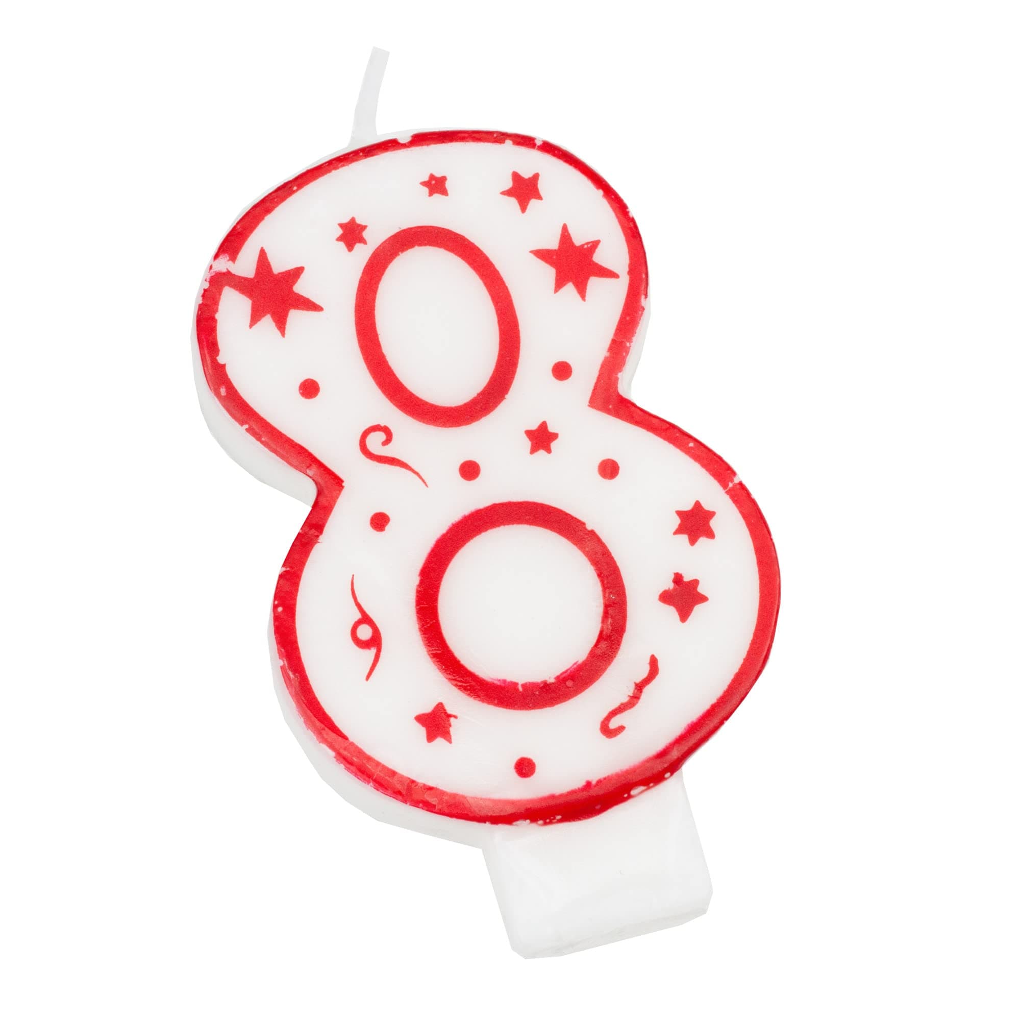 Chef CraftClassic Numeral Candle, Number 8, 3 inch, White/Red
