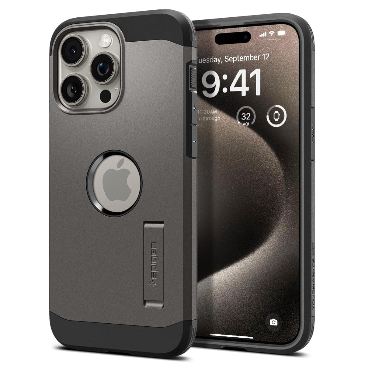 Tough Armor MagFit Designed for iPhone 15 Pro Case (2023) [Kickstand] [Military-Grade Protection] Compatible with MagSafe - Gunmetal