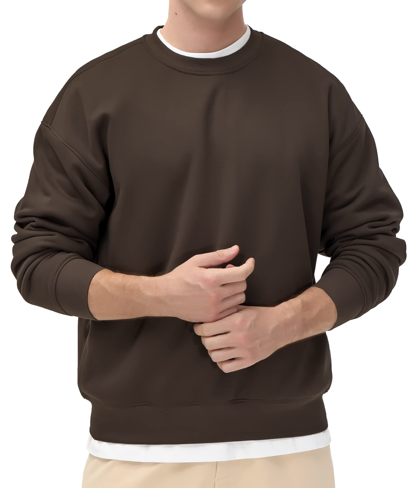 THE GYM PEOPLE Men's Fleece Crewneck Sweatshirt Thick Loose fit Soft Basic Pullover Sweatshirt