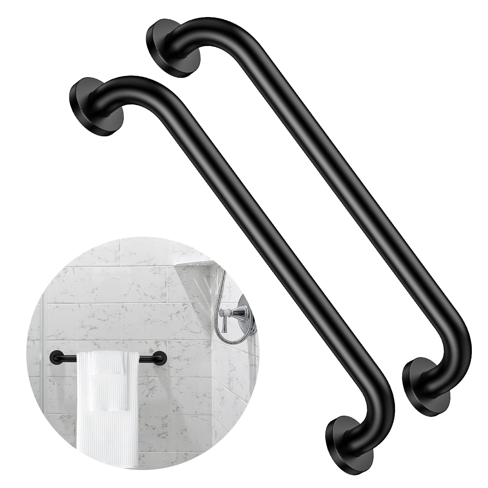 Black Bathroom Grab Bars
