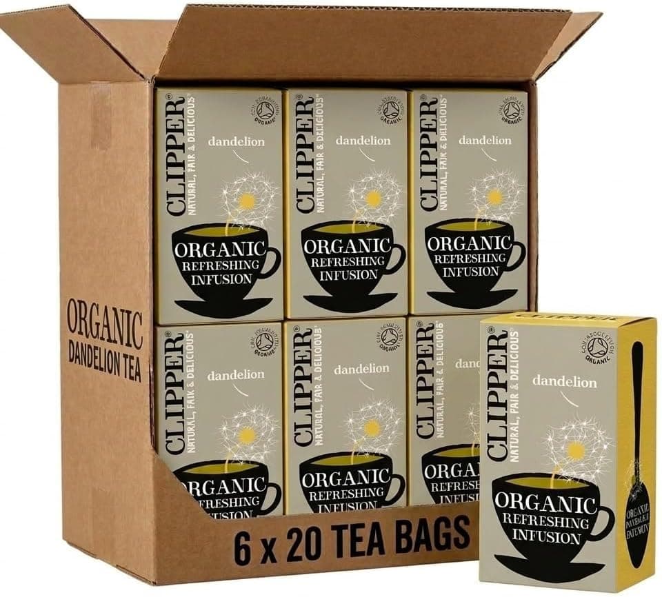 Clipper Organic Dandelion Tea Bags, 120 Count (6x20) | Caffeine-Free Herbal Infusion for Wellness & Digestion | Unbleached & Biodegradable