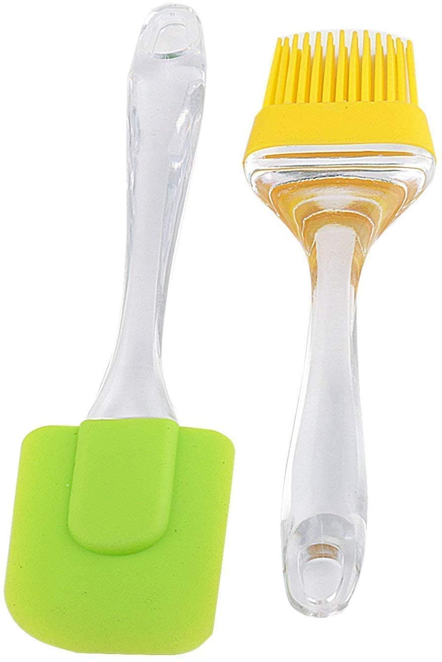 J.NISH Non-Sticky Spatula and Oil Brush Reusable Kitchen Set for Cooking Multicolor (Set of 2)