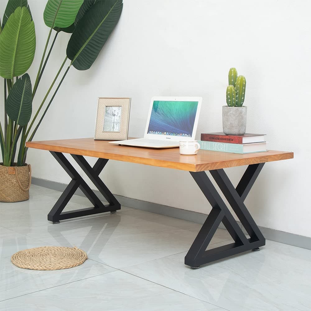 Metal Black Table Legs with Z-Frame Style Steel Bench Legs Country Style Table Legs Furniture Leg Perfect for Coffee Store Home Office Bar Pack of 2 [ 17.7 x 15.7 Inch ]