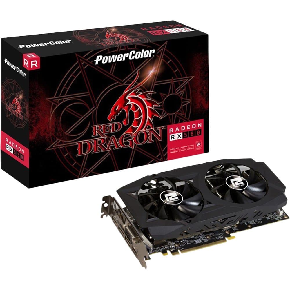 PowerColor AMD Radeon RED DRAGON RX 580 8GB GDDR5 1 x DL DVI-D / 1 x HDMI / 3 x DisplayPort Graphics Card (AXRX 580 8GBD5-3DHDV2/OC )