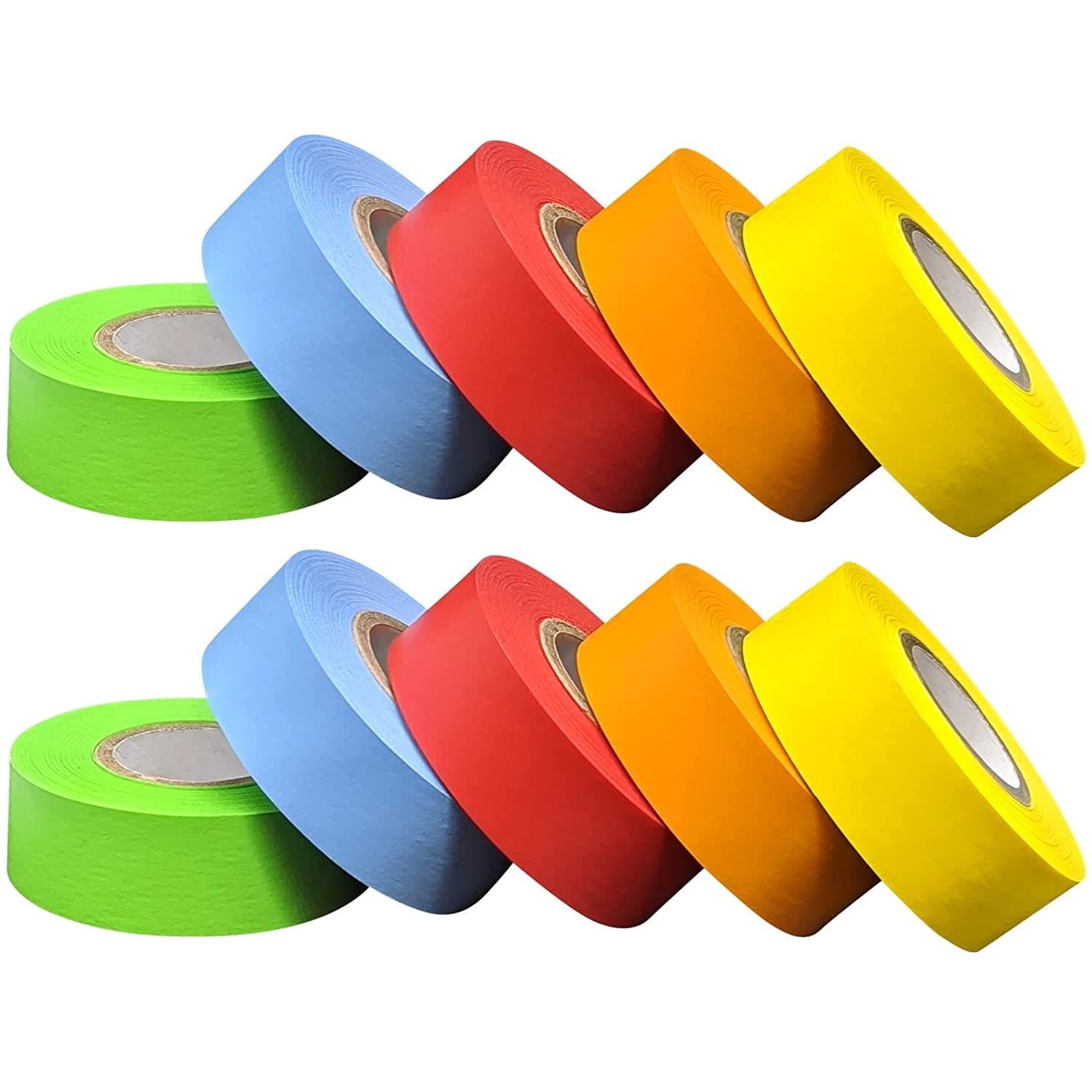 Science Lab Labeling Tape Variety Pack, 500 Inches Long x 3/4 Inch Width, 1 Inch Diameter Core [10 Total Rolls of 5 Assorted Colors] for Color Coding and Marking