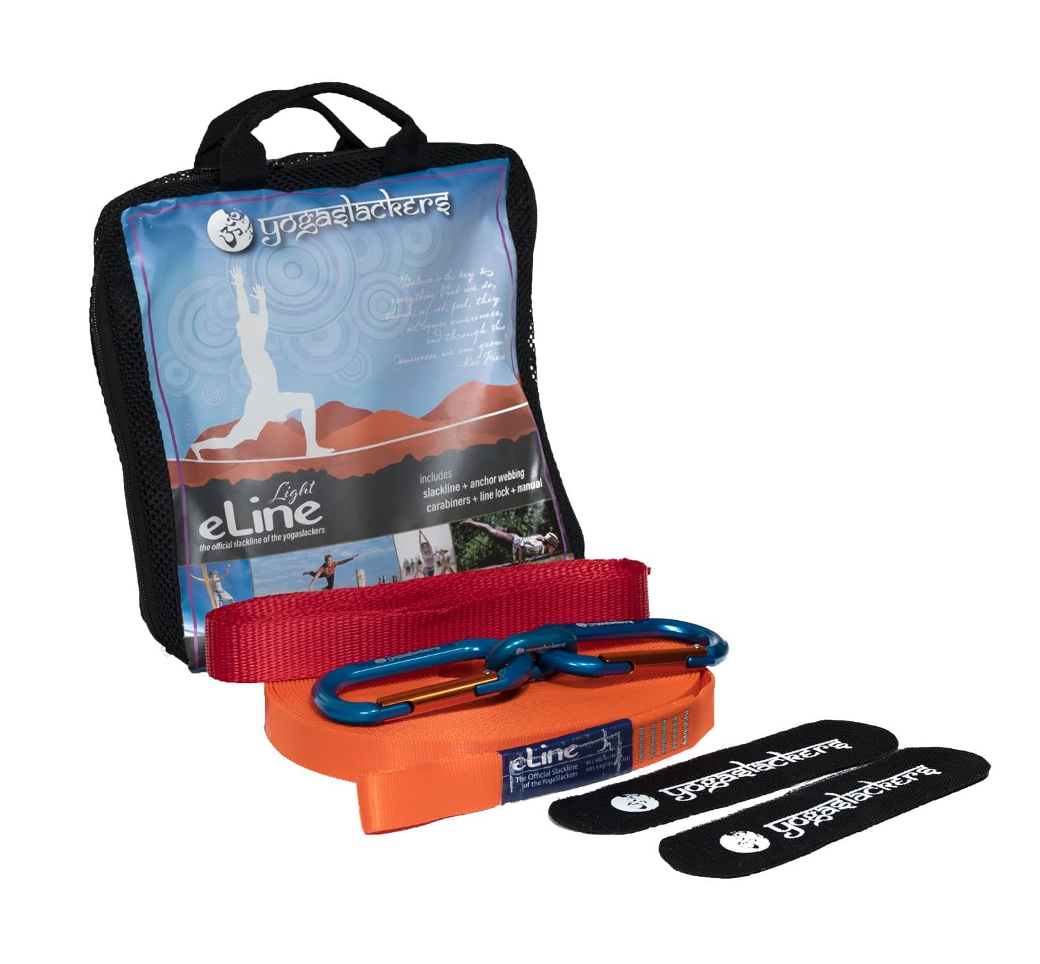 Slackline for Yoga and Balance training eLine 50 foot with included anchor strap