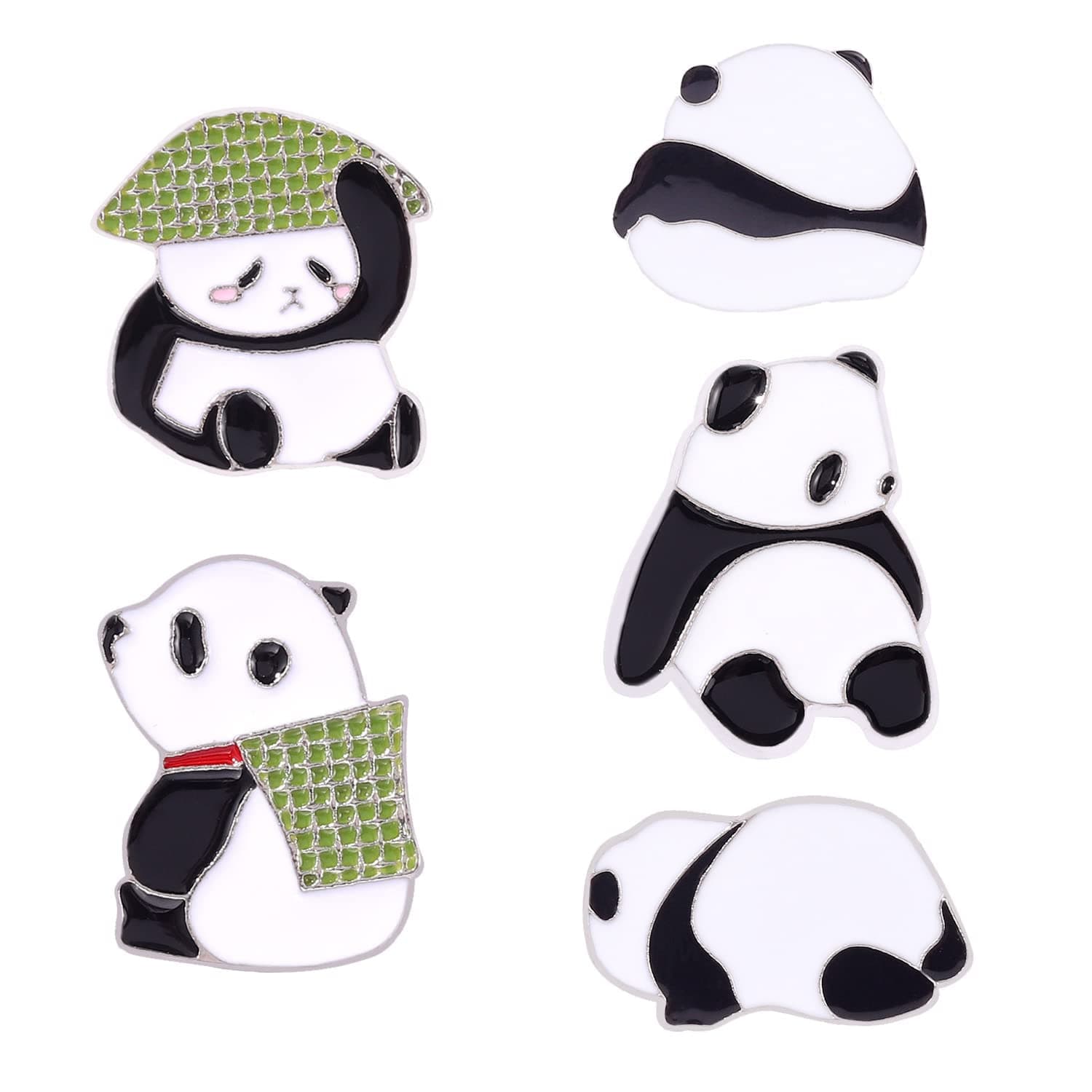 ELECDON Cute Panda Brooch kawaii Sushi Cat Enamel Backpack Pins Funny Panda Bear Lapel Pin Set for Panda Lovers Jewelry Gift for Clothes Backpack Decoration 5PCS