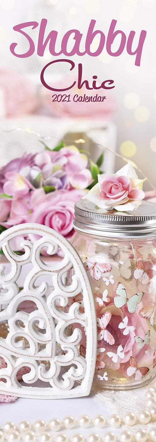 Shabby Chic Calendar 2024 Slimline Calendar with FREE Organisational Stickers