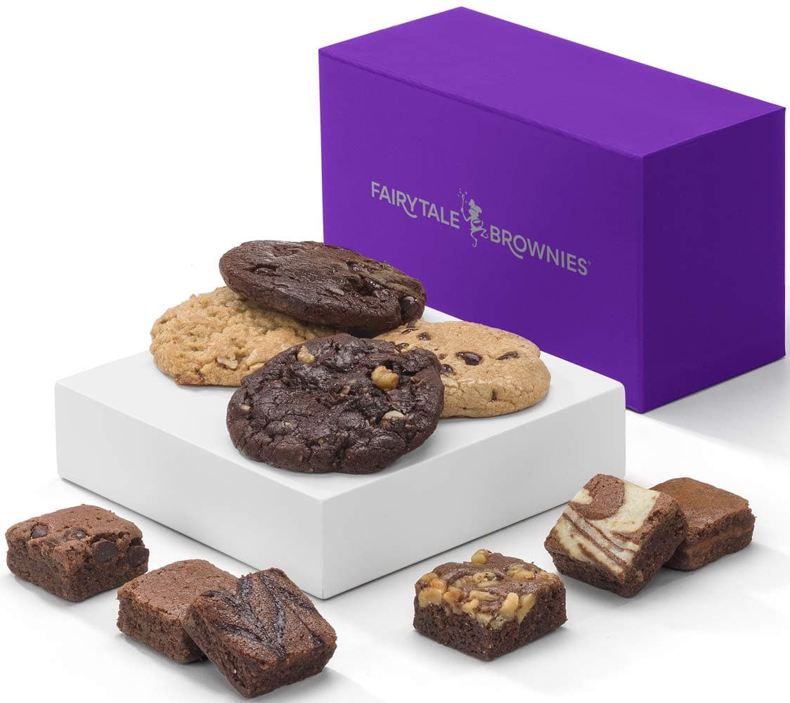 Fairytale Brownies Treasure Cookie & Magic Morsel Combo Individually Wrapped Gourmet Chocolate Food Gift Basket - 1.5 Inch x 1.5 Inch Bite-Size Brownies and 3.25 Inch Cookies - 10 Pieces - Item HF340