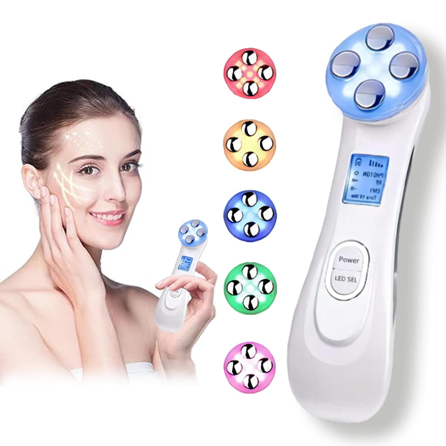 Facial Massage & Firming Machine, 6 Modes LED Light Therapy Machine, High Frequency Facial Massage Machine, Facial Lift, Anti-Aging & Anti-Wrinkle Skin Care Tools