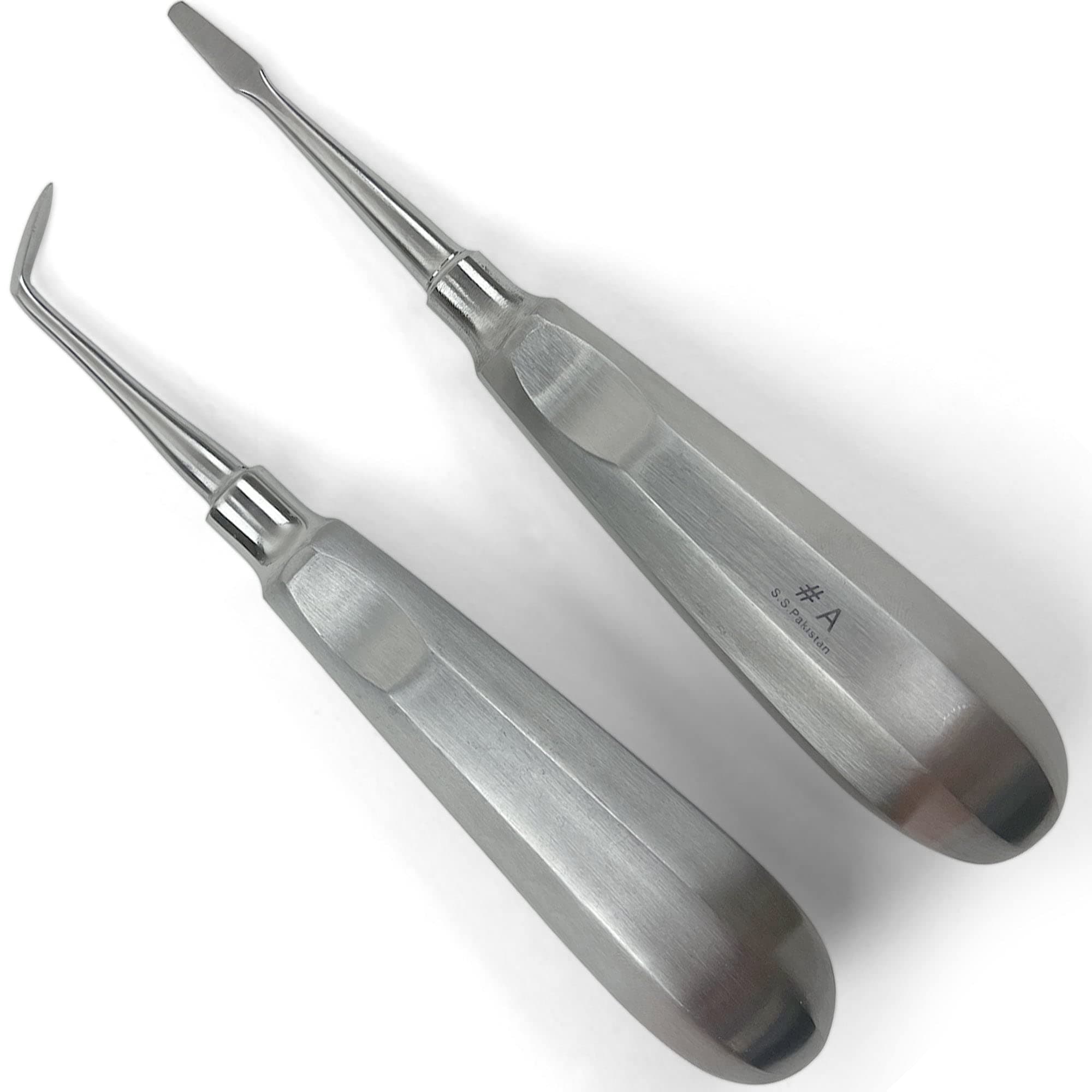 Root Elevator Set – Luxating Periotome, Apical Molt Osteotome, Root Extraction Instruments, Professional Oral Implant Tools - 2 Pcs