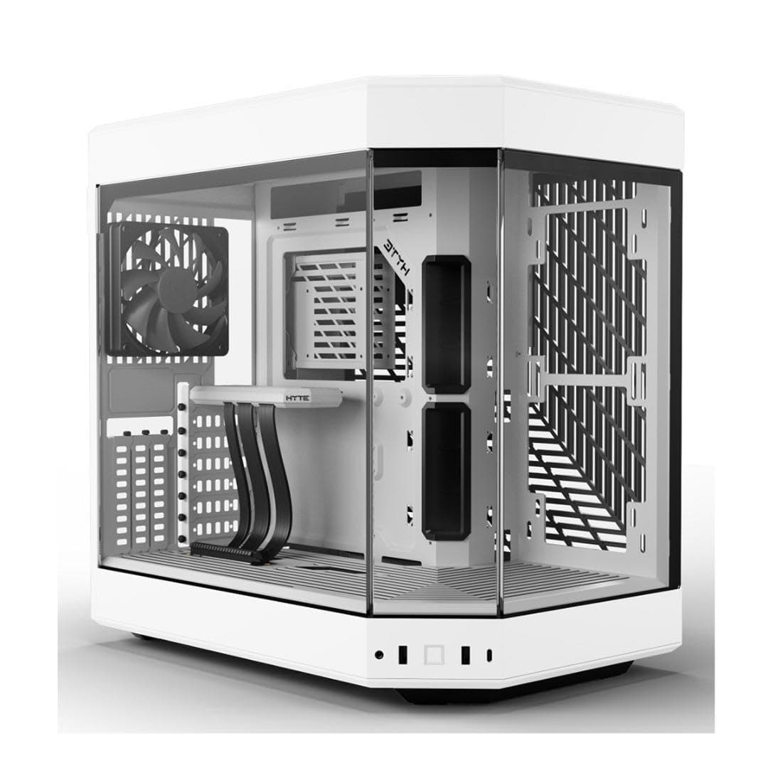 Y60 Modern Aesthetic Dual Chamber Panoramic Tempered Glass Mid-Tower ATX Computer Gaming Case with PCIE 4.0 Riser Cable Included, Snow White (CS-HYTE-Y60-WW)