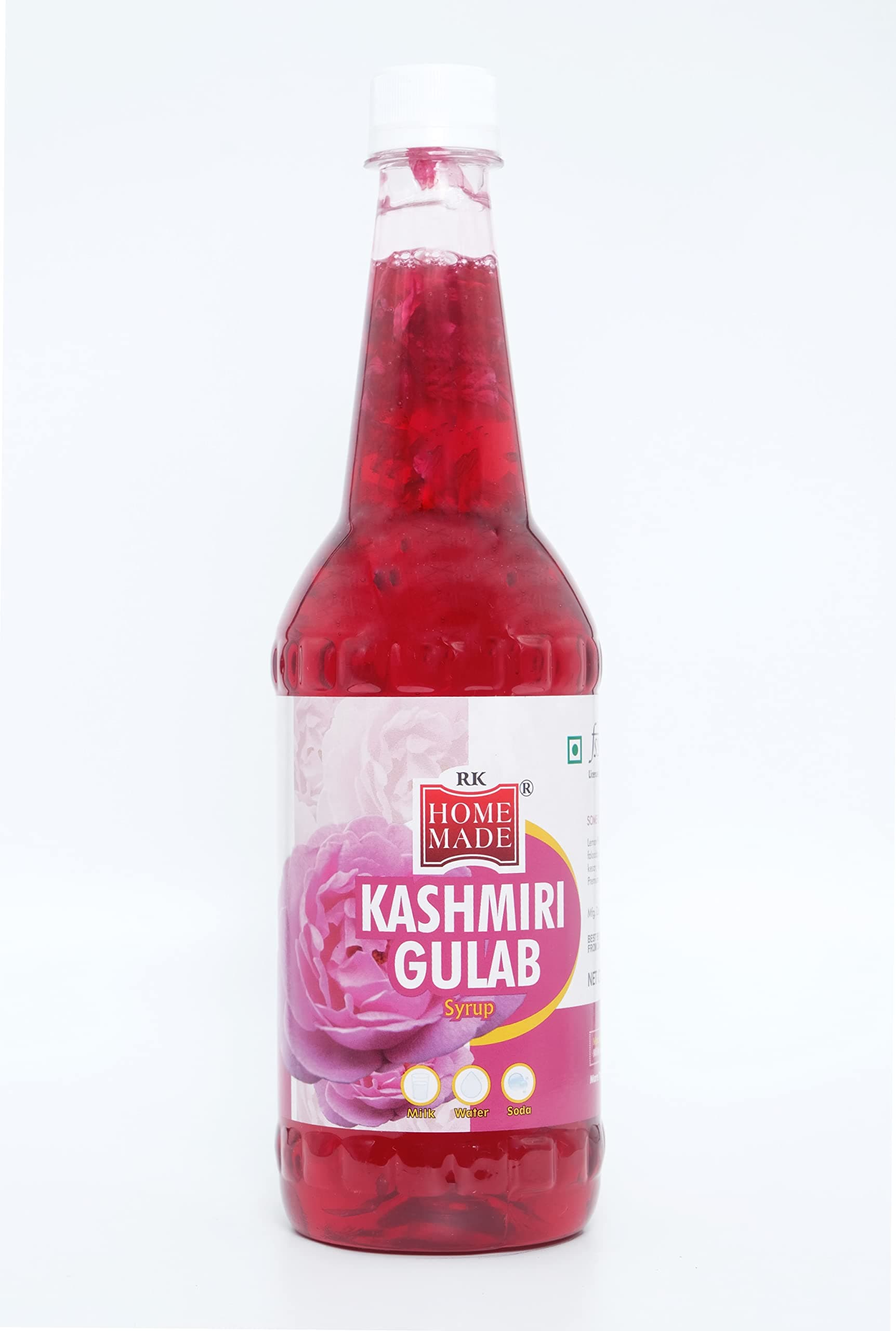 RK HOME MADE NATURAL SYRUP | Real Kashmiri Gulab Syrup Crush Syrup | Gluten Free | 100 % Vegan & Low Fat | Easy To Use |750 - Ml