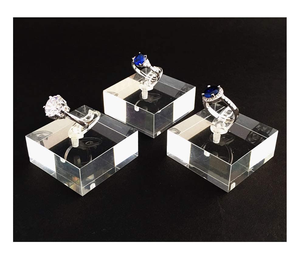 Modern Jewelry Displays for Show Ring Holder Blocks Premium Quality Clear Acrylic Platform Trade Show Store Home Photo Prop Exhibit Set of 3PCs