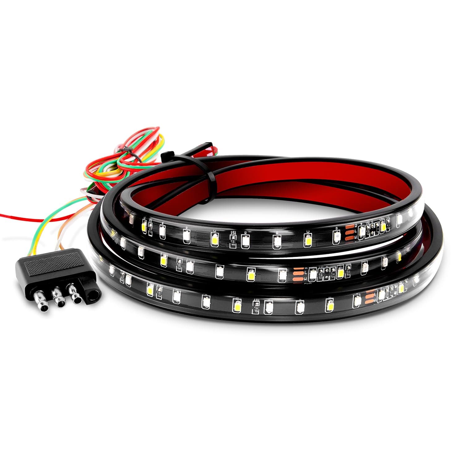 Nilight 60" Truck Tailgate Light Bar 108 LED Single Row Light Strip with Red Running Brake Lights Turn Signal White Reverse Light, 2 Years Warranty