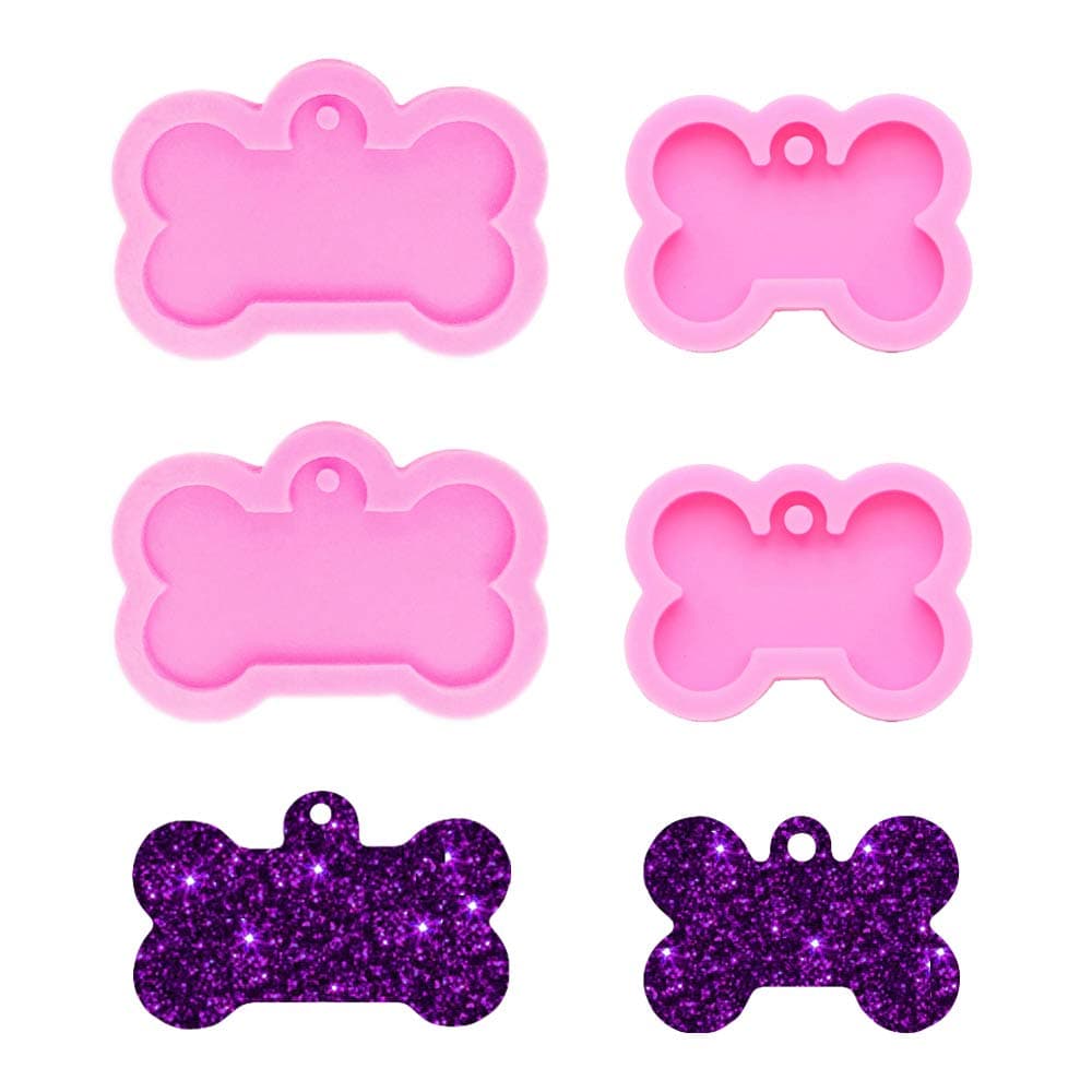 Dog Bone Shaped Silicone Molds - 4 PCS Pink - Craft Molds - DIY Crafts, Dog Tag, Keychain Making