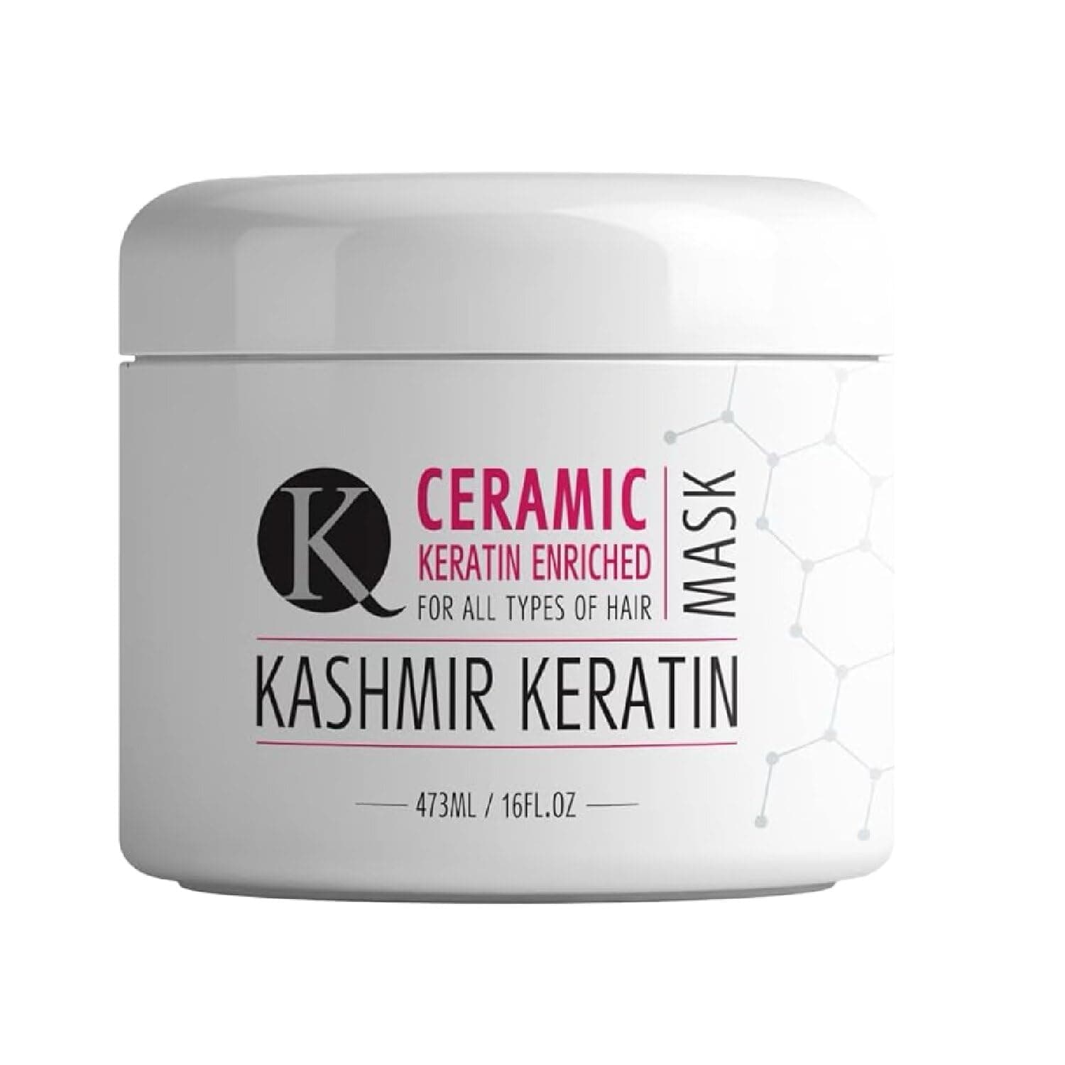 Kashmir Keratin Ceramic Hair Mask,deeply conditions dry, damaged hair, repairs with keratin, making it soft, frizz-free, hydrated, well-conditioned, and adds shine.(16 oz)