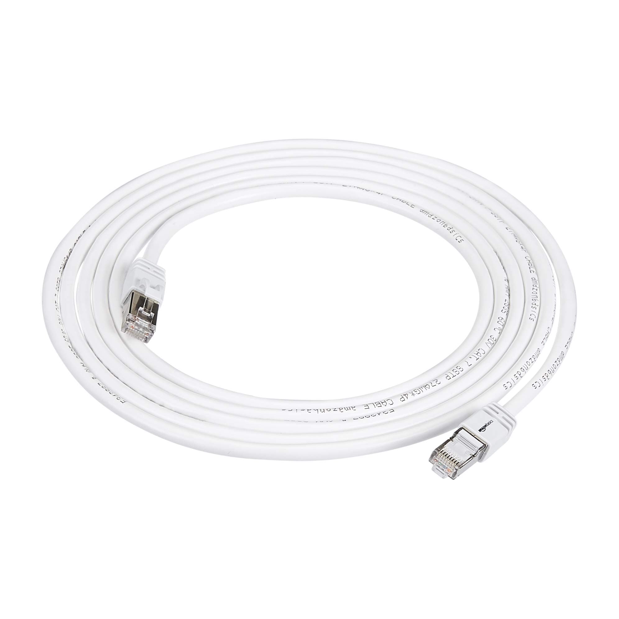 Amazon Basics RJ45 Cat 7 Ethernet Patch Cable, 10Gbps High-Speed, 600MHz, Double-Shielded, Gigabit Internet, 10 Foot, White
