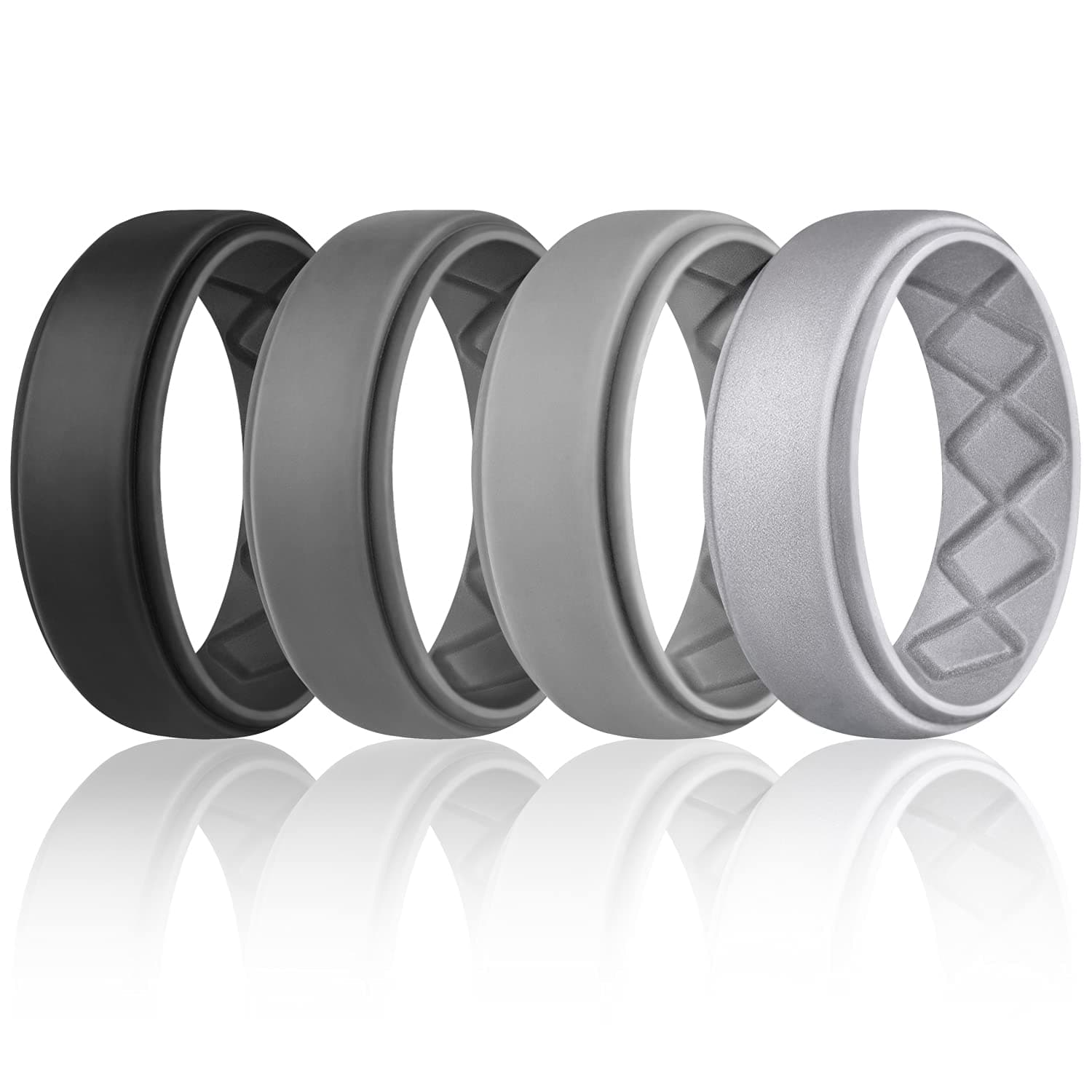 Egnaro Silicone Rings Mens, Breathable Mens Rubber Wedding Bands for Crossfit Workout,8mm Wide - 2.5mm Thick