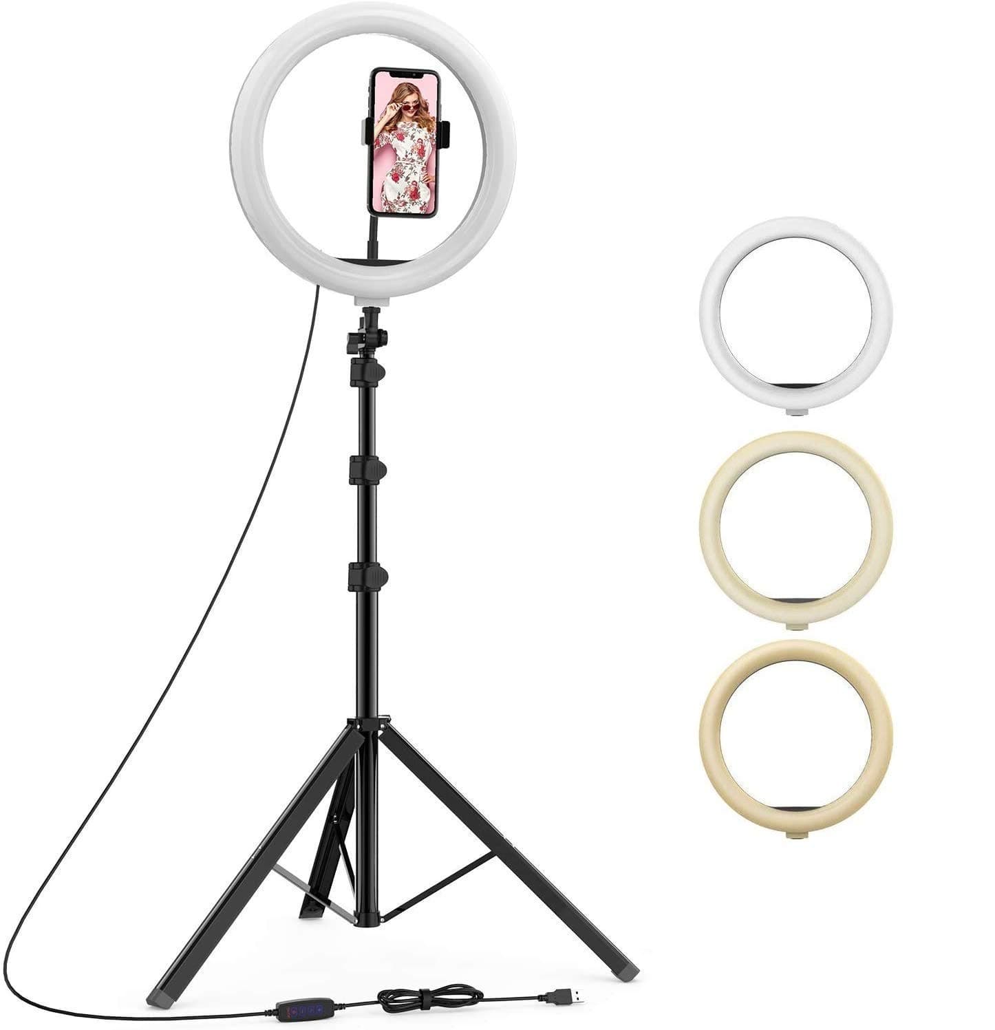 SMO LED Ring Light 10inches with 7 Ft Tripod Stand Combo and Phone Holder for YouTube Reels Photo Shoot Video Live Stream Makeup Videos vlogging Vigo Video Shooting Ring Light