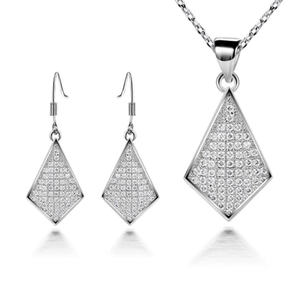 Jewelryking Fashion Jewelry Korean Minimalist Silver-Tone Earrings Necklace Set