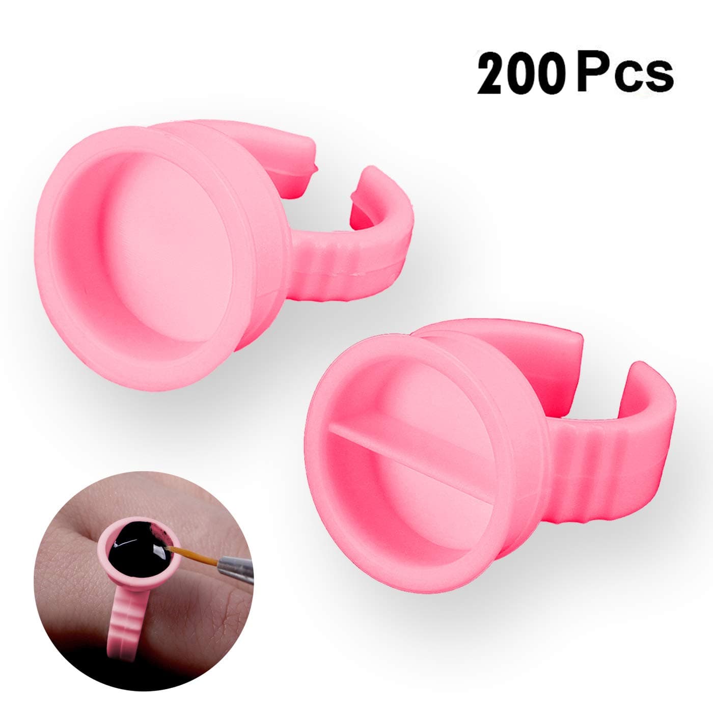 STAY GENT Glue Rings for Eyelash Extensions Makeup, Tattoo Glue Ring Holder, Microblading Tattoo Pigment Holder, 100 pack 2 Slot and 100 pack 1 Slot