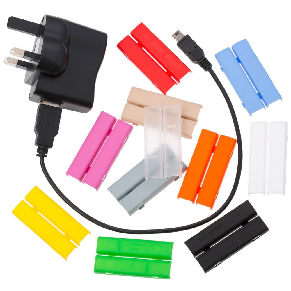 Cablebug2 (Small) Pack of 10 Multi Coloured Clip-On Cable Labels. Fits Cables 2mm to 5mm