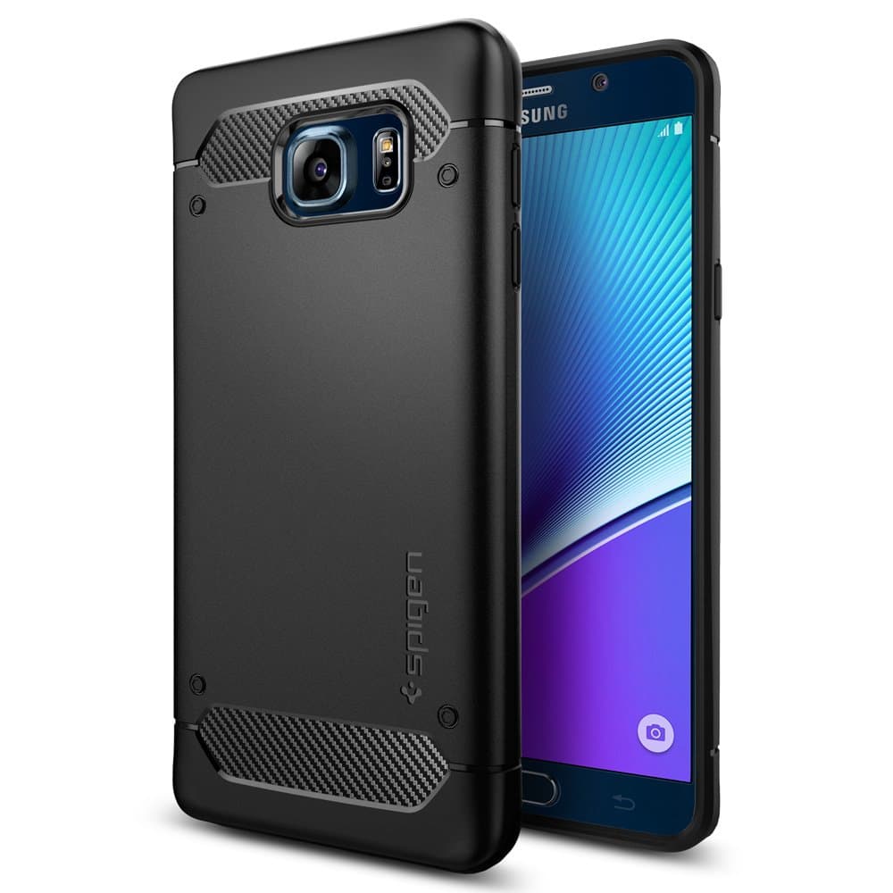 Galaxy Note 5 Case, Spigen [Rugged Armor] Resilient [Black] Ultimate protection and rugged design with matte finish for Galaxy Note 5 (2015) - Black (SGP11683)