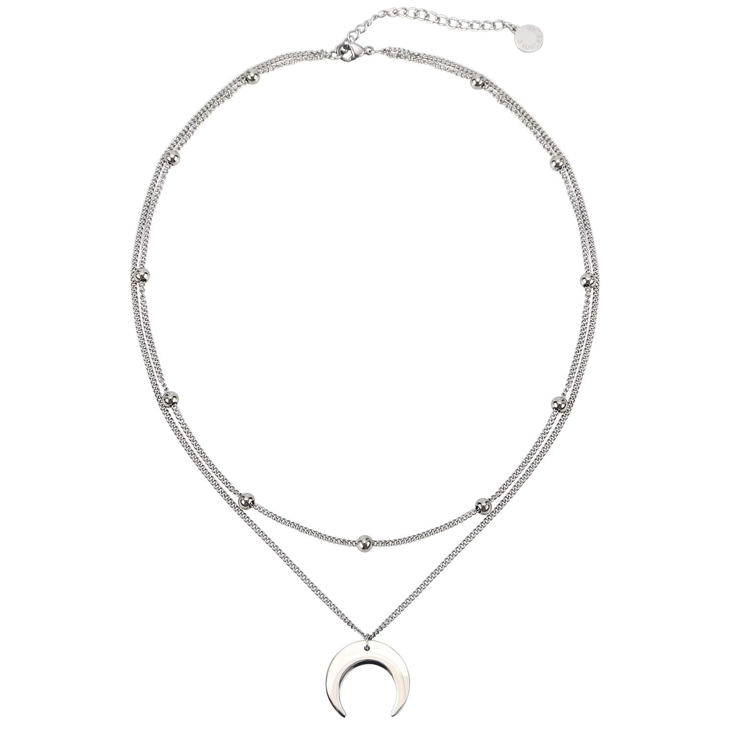 Crescent Pendant Necklace Layering Titanium Chain Choker for Women