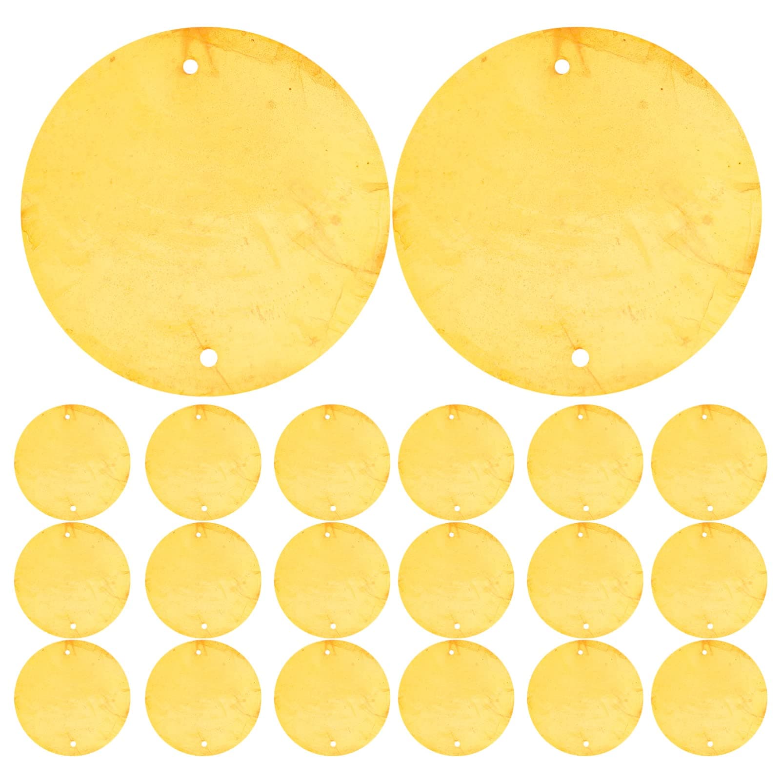 GLEAVI Cowrie Shells 100pcs Round Shells Pieces Round Natural Capiz with 2 Hole, Polished Round Slice Accessory Round Capiz Shells Pearl Coin Beads Charms for Jewelry Making(Orange) Blue Decor