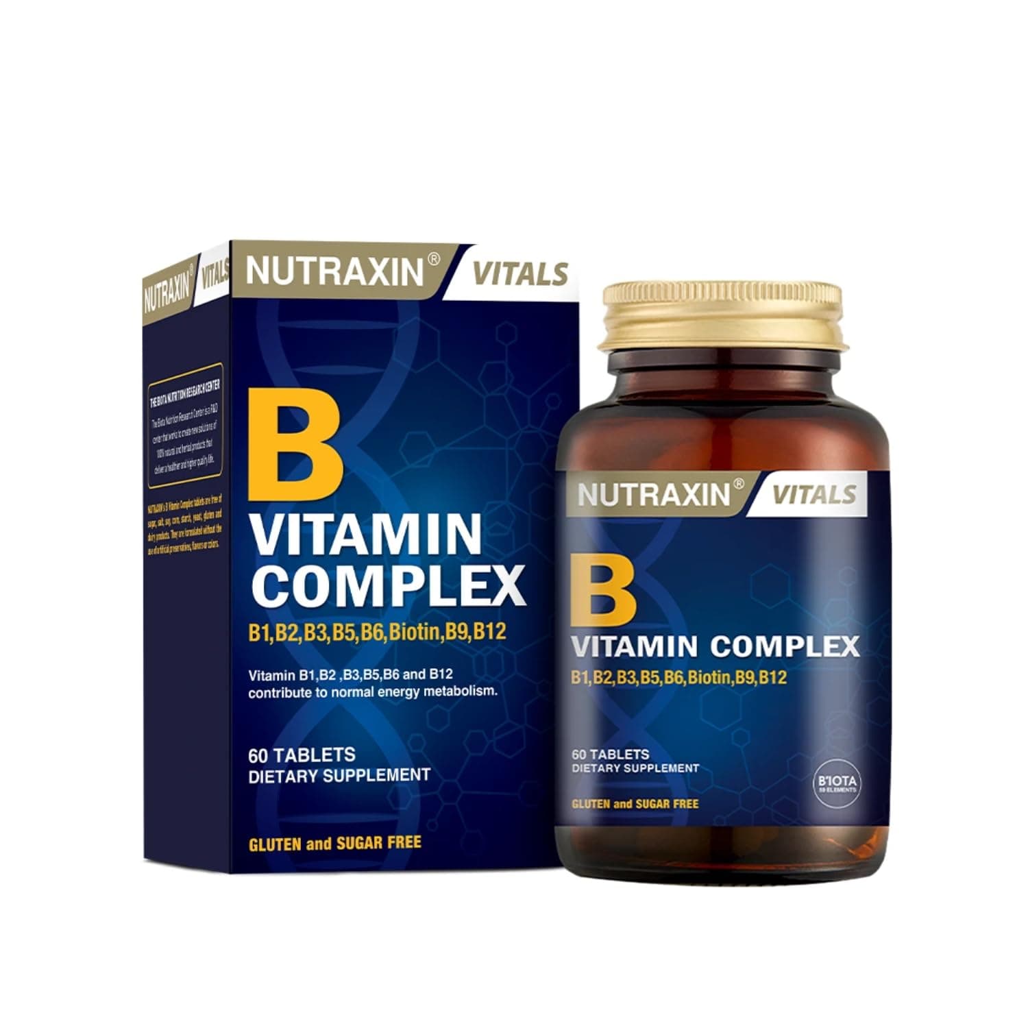 Vitals Vitamin B Complex 60 Tablets – Supports Energy Production, Nervous System Health, Reduces Fatigue, Boosts Mental Clarity, Promotes Heart Health & Overall Wellbeing