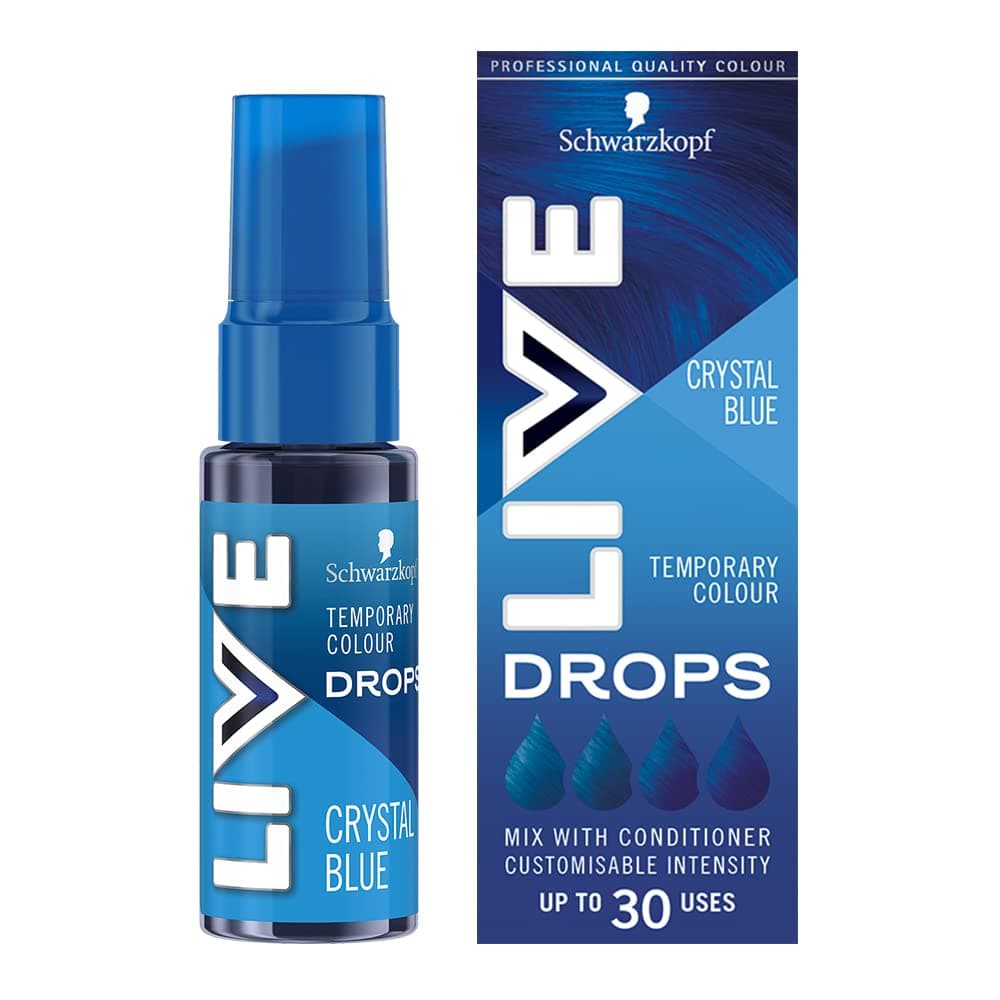 Schwarzkopf LIVE Colour Drops, Vegan, Semi-permanent, Blue Hair Dye, Lasts 2 to 12 Washes, Crystal 30 ml