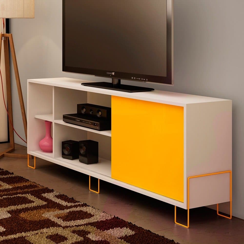 Manhattan Comforts Nacka TV Stand 2.0, White and Yellow
