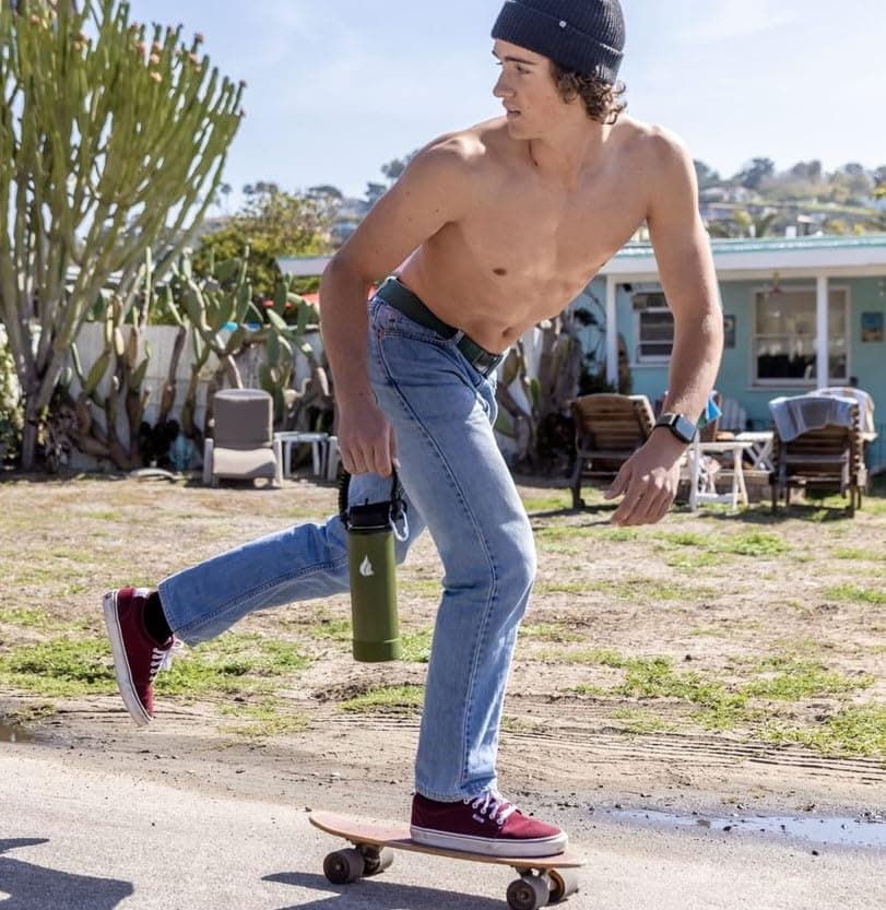 HYDRO CELL Wide Mouth Paracord Handle - Strap Carrier with Safety Ring and Carabiner. Compatible with 18, 24, 32, 40, and 64 oz Stainless Steel Water Bottles (Army/Black)