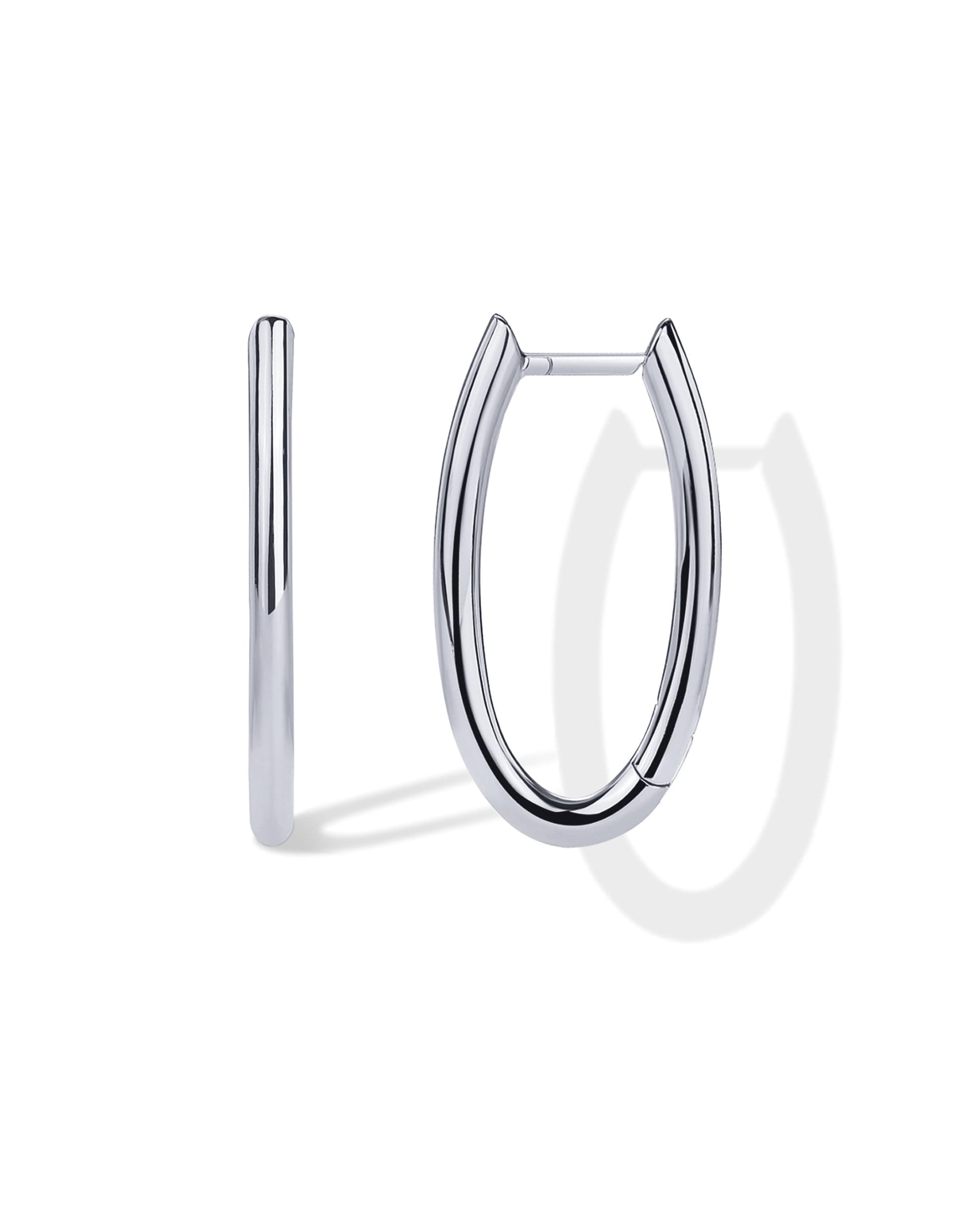 PAVOI 14K Gold Plated 925 Sterling Silver Posts Geometric Hoop Earrings for Women | Trendy Geo Long Oval U-Shaped Link Triangle Huggie Hoops Earring