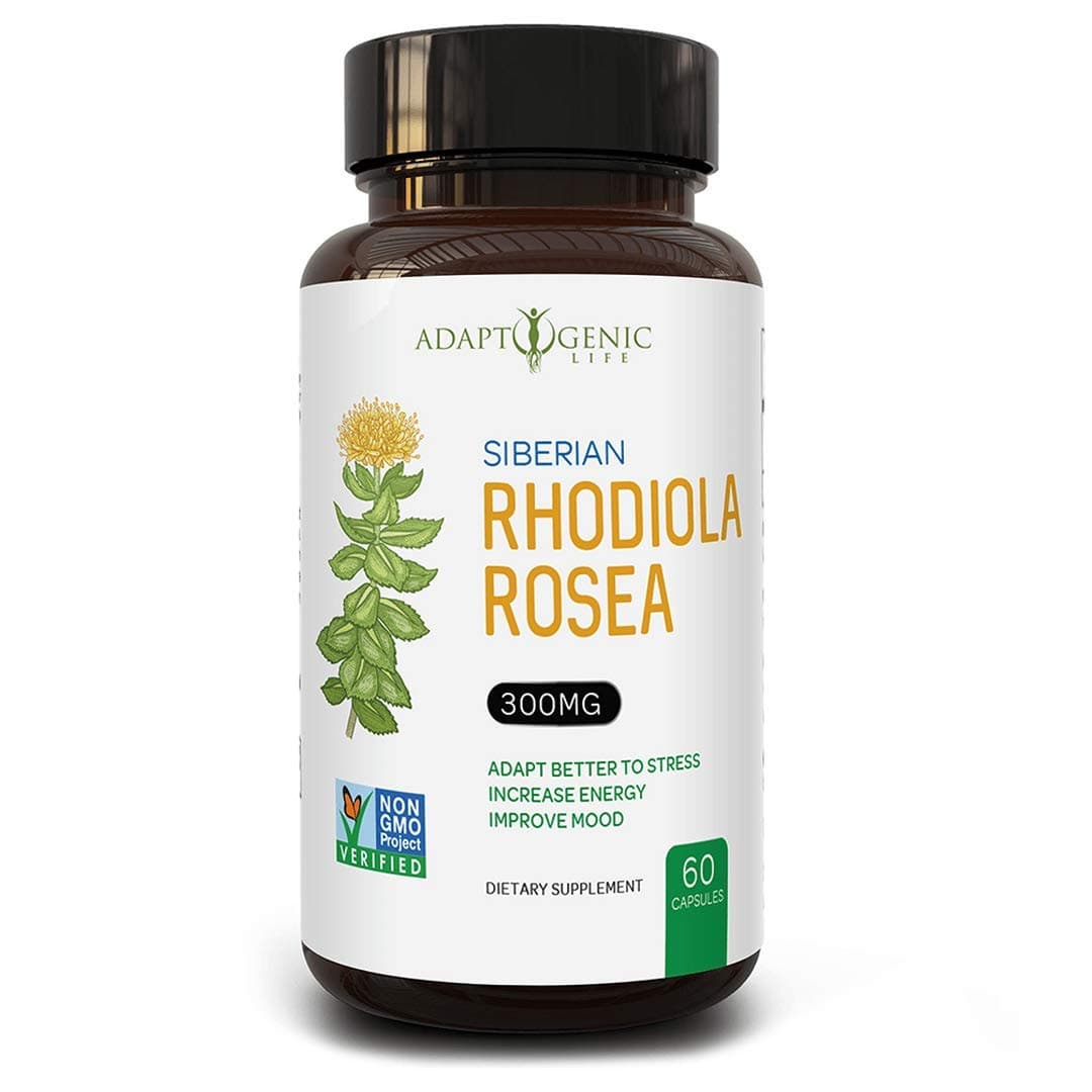 Adaptogenic Life Rhodiola Rosea Supplement 600mg - Non-GMO Verified Siberian Root Extract 3% Rosavins and 2% Salidroside for Energy, Stress Relief, Brain Fog