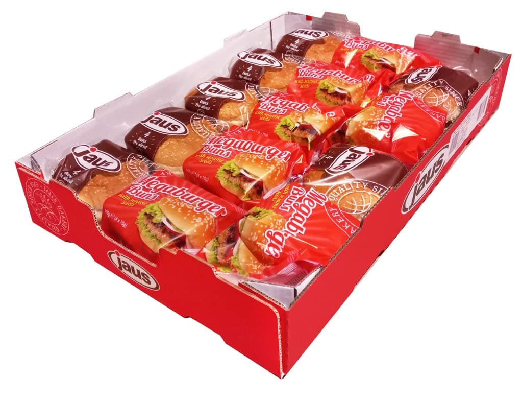 Burger Buns ( 8 Packs in Box) [Megaburger Pack of 4 Burns x 8 Packs (46p per Burns)] [Hamburger Pack of 6 Burns x 8 Packs( 31p per Burns)] (MegaBurger)