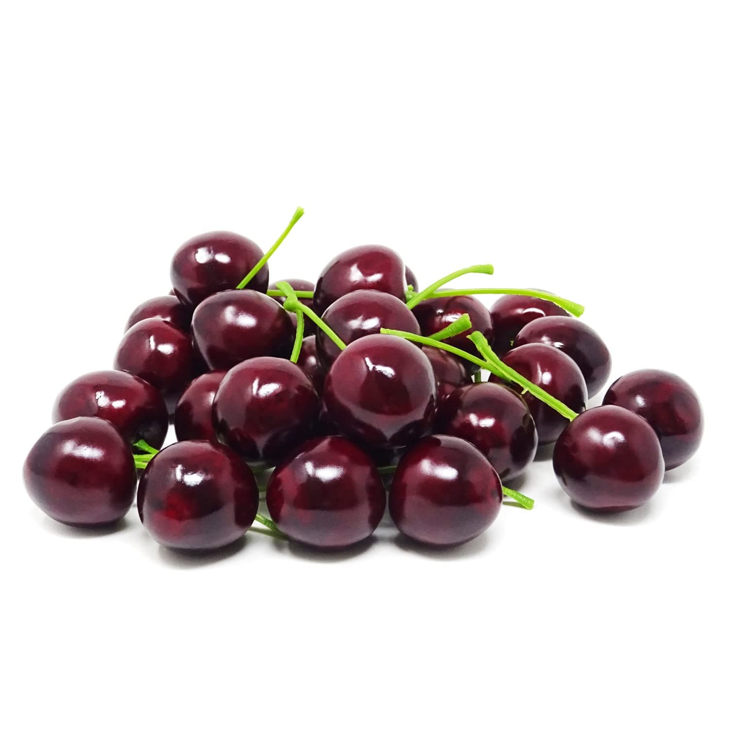 Honbay 30PCS 2.5cm/1inch Lifelike Artificial Cherry Realistic Fake Fruit Cherries Simulation Fruit Model Props for Home, Garden, Store Cabinet, Photography, Christmas, Harvest Festival Decoration