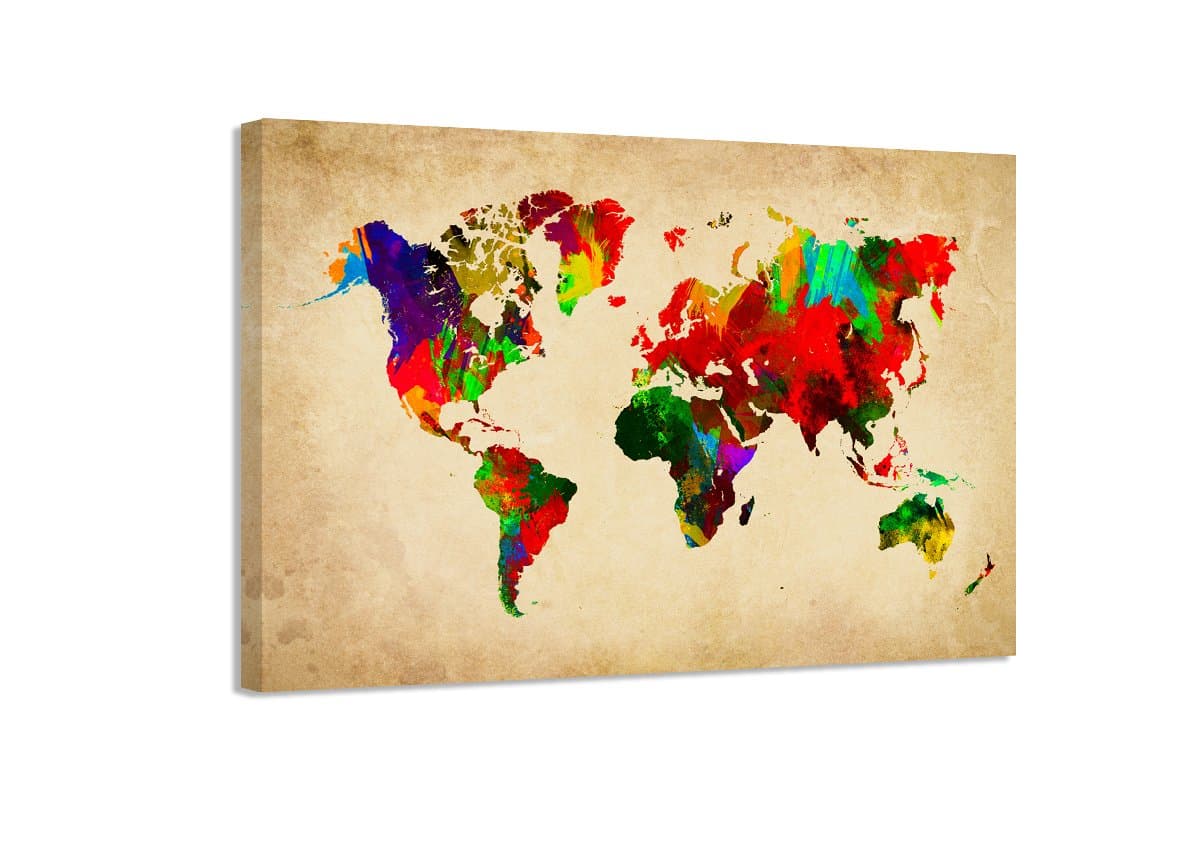Visario pictures on canvas length 31,5" height 24" Nr 4138 map of the world ready to hang, brand original