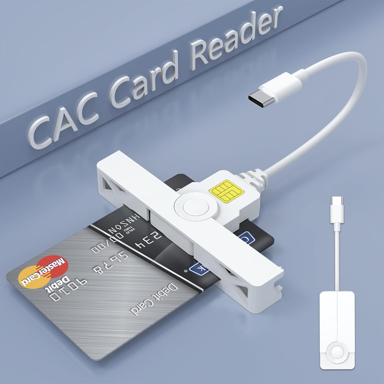 USB C CAC Reader - USB C DOD Military USB Common Access CAC Card Reader - Mini Foldable Portable Smart Card Reader Compatible with Windows, Mac OS Plug and Play