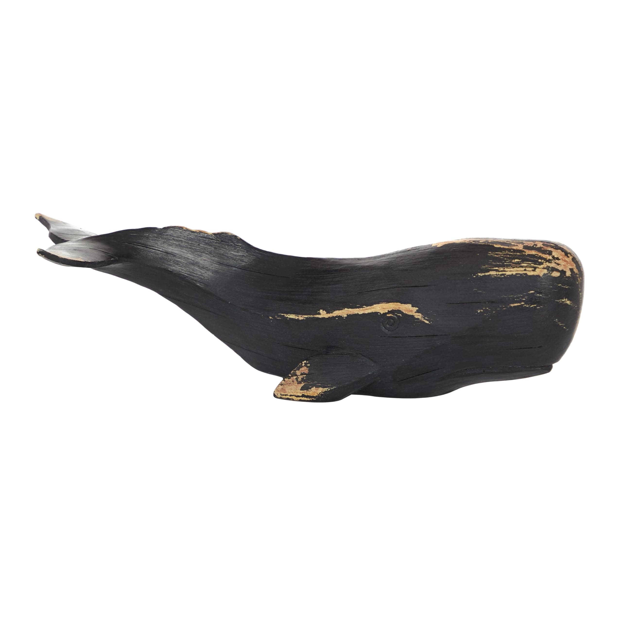 Polystone Whale Handmade Decorative Sculpture Home Decor Statue, Accent Figurine 14" x 5" x 4", Black