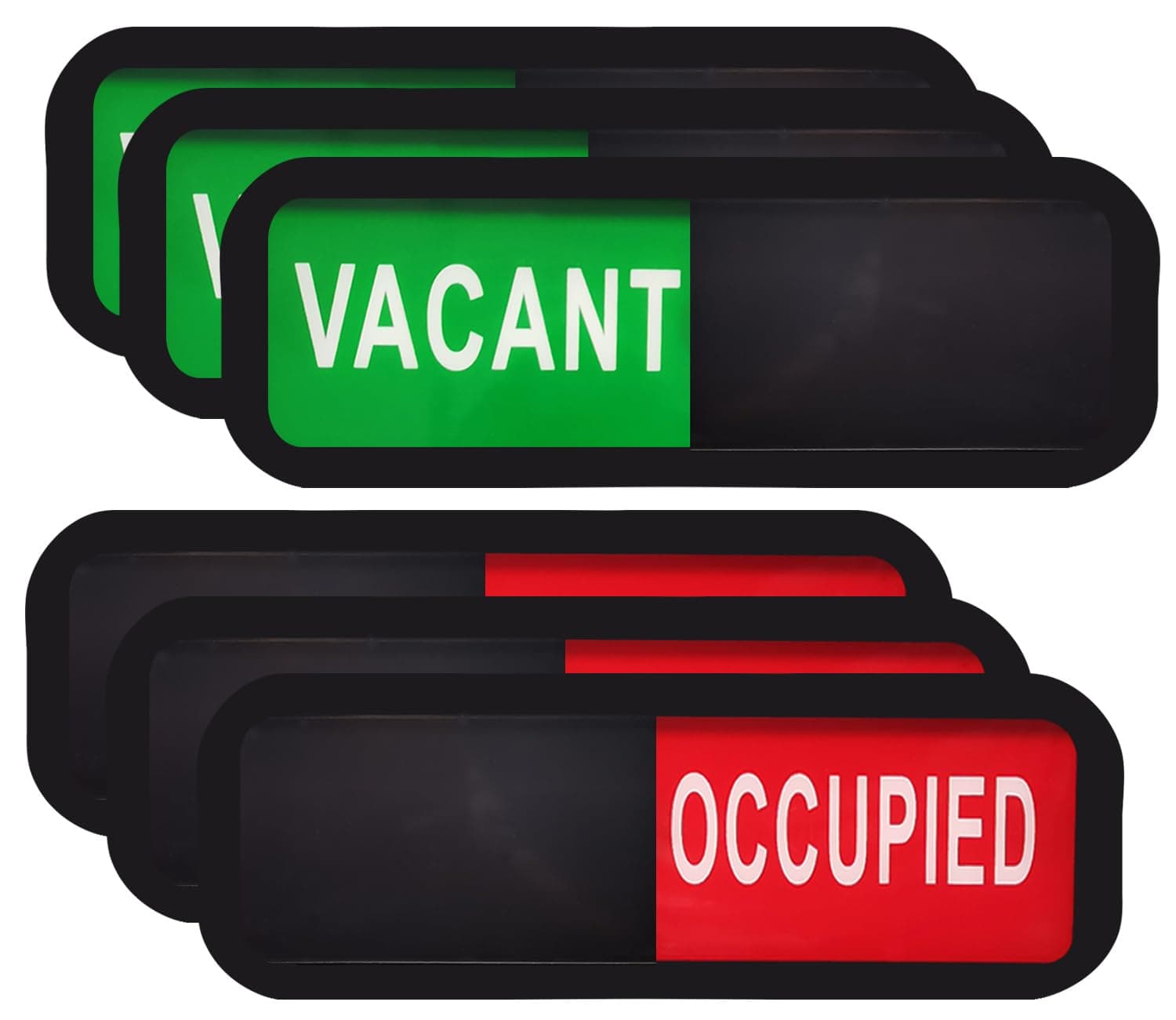 Privacy Door Sign, Occupied & Vacant Door Sign for Business Home Office Stores | 18 x 6 cm Acrylic Black 3 Pack