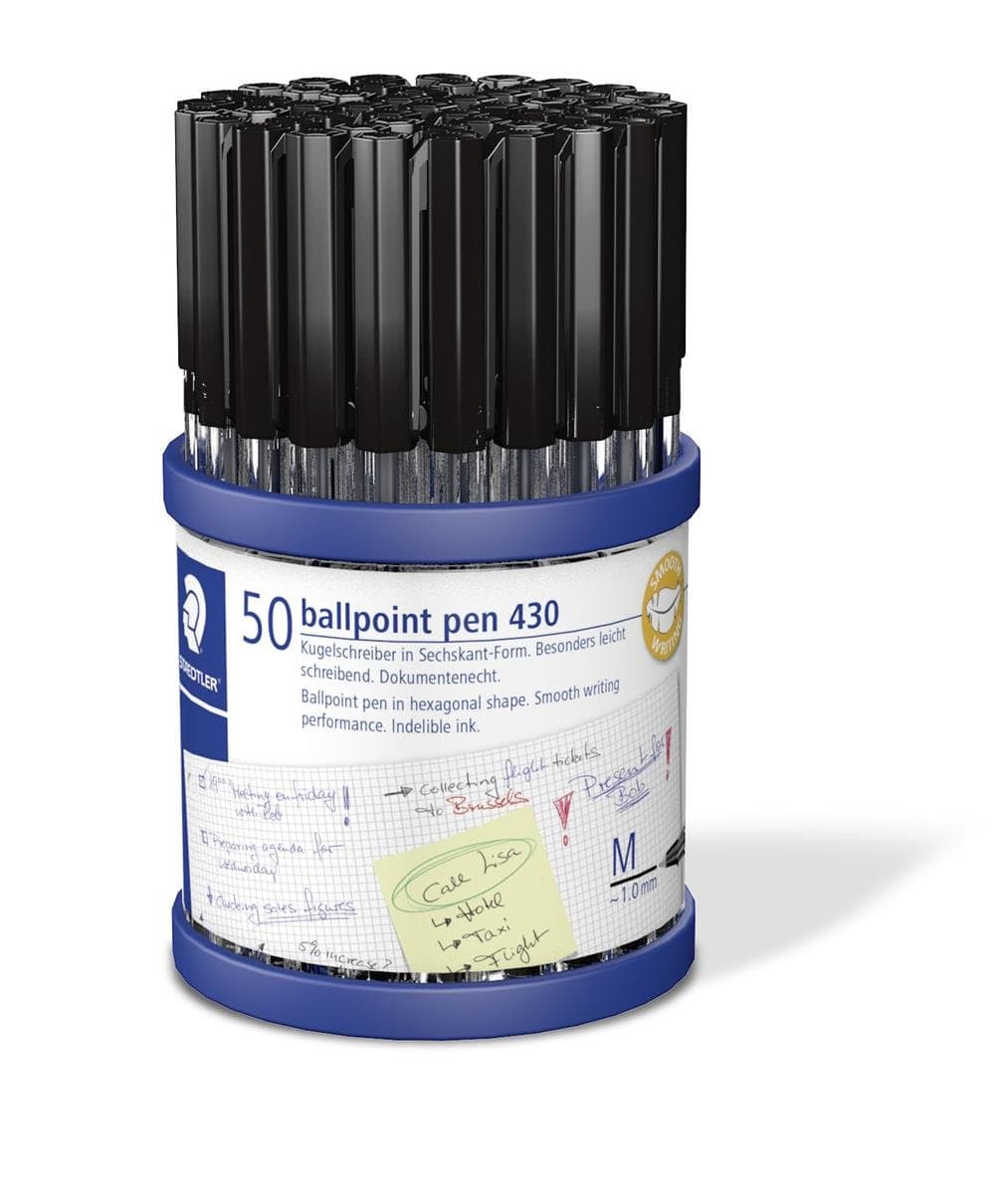 STAEDTLERStick 430 M9CP50 Ballpoint Pen Medium, Black, Box of 50