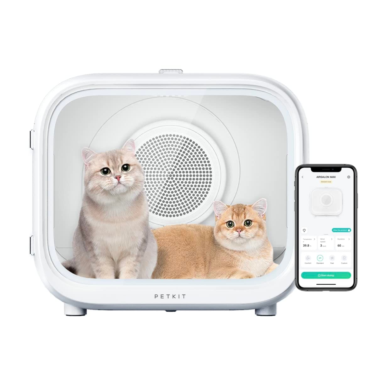 Pet Hair Dryer for Cats and Dogs, AIRSALON MAX Automatic Cat Hair Grooming Dry Box, Smart Temperature Control via App & Touch Panel, Ultra Quiet, 360 Drying Cozy for Pets, 60L Large Capacity