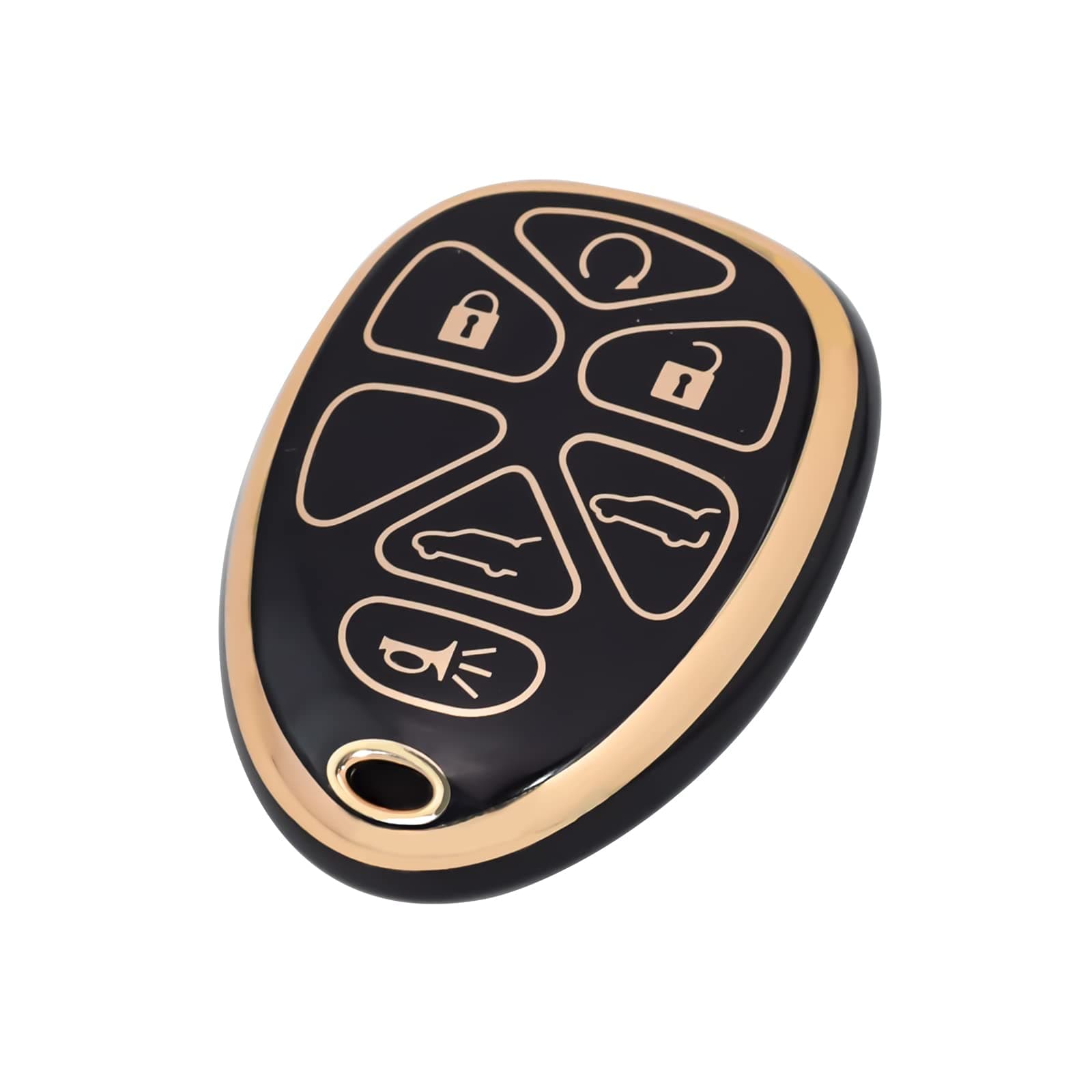 OFFCURVE Key Fob Cover for Chevy Buick, Soft TPU Car Key Case Protector for Chevrolet Suburban Tahoe Traverse Cadillac Escalade GMC Yukon Saturn Outlook Accessories 6 Button, Black