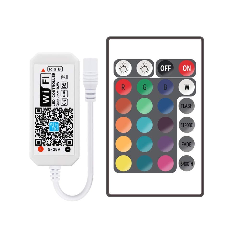 24 Keys WiFi RGB Remote Control, LED Controller for LED Strip Light, Smart Compatible with Alexa Google Assistant, Fits Android iOS System