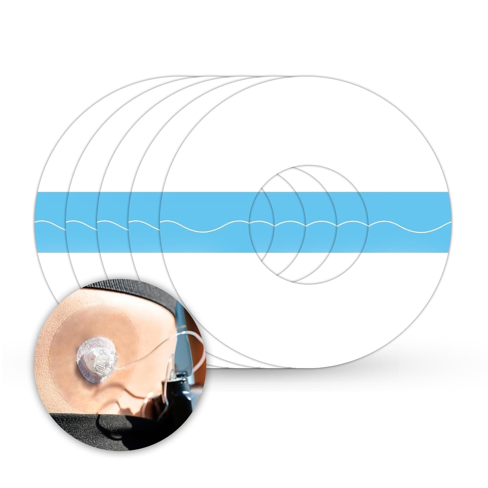 50Pack Waterproof Adhesive Patches for CGM Sensor and Pumps, 0.8inch pre-Cut Hole, 14Days Long Last Sensor Protection Breathable & Skin-Friendly Clear Infusion Site Tape, Transparent