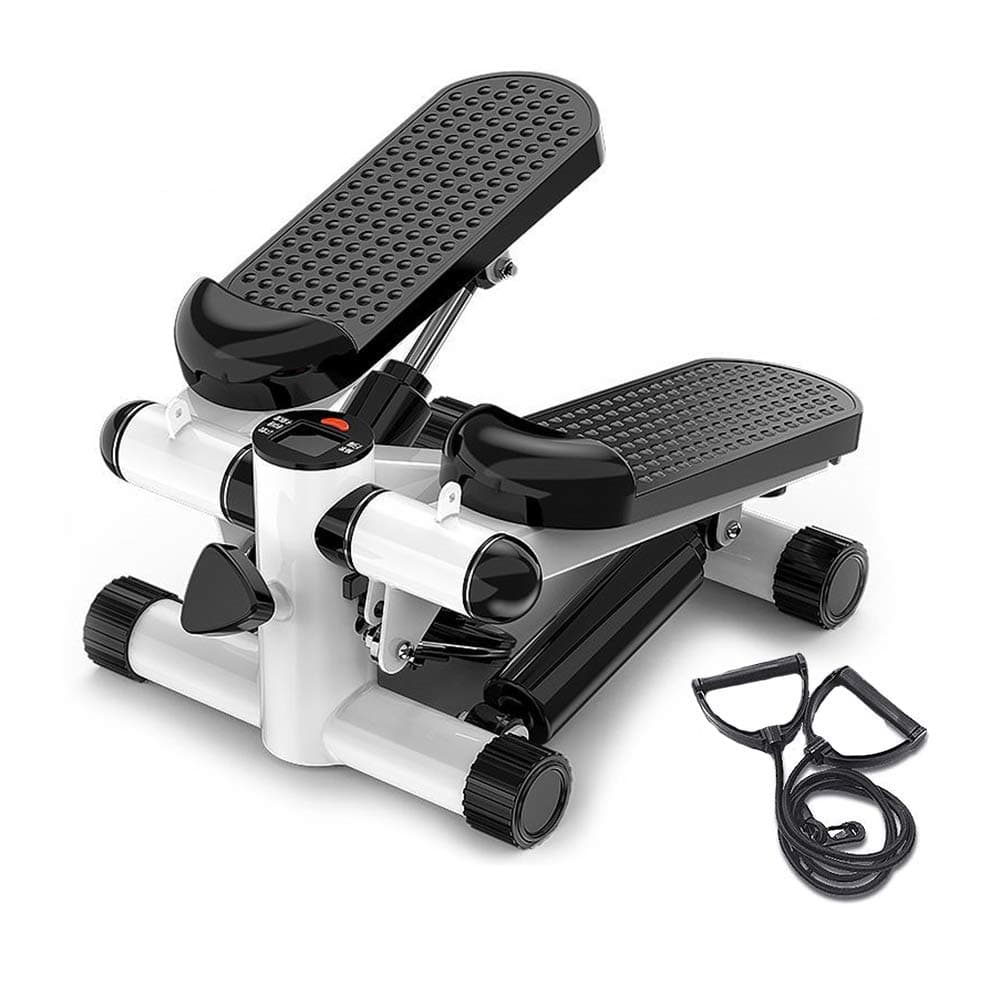 EPLUS Mini Stepper Trainer Adjustable Height Stepper Exercise Machine with Resistance Bands and LCD Monitor Air Climber Stepping Fitness Machine