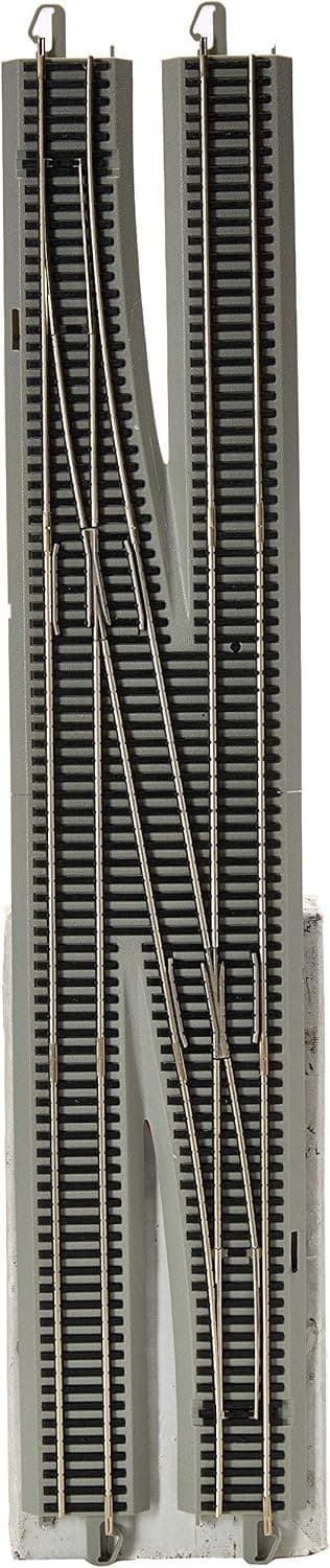 Trains 44137 Command DCC Equipped #6 Single Crossover Turnout-Left-Nickel Silver E-Z Track with Grey Roadbed-HO Scale