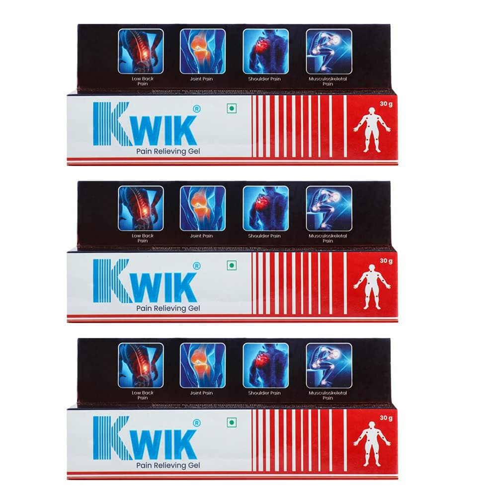 OZONE KWIK Pain Relief Gel with Cinnamomum & Mahanarayan Oil | Ayurvedic Pain Relief Gel | For Joint, Back, Knee, Shoulder & Muscle Pain | 30gm (Pack of 3)